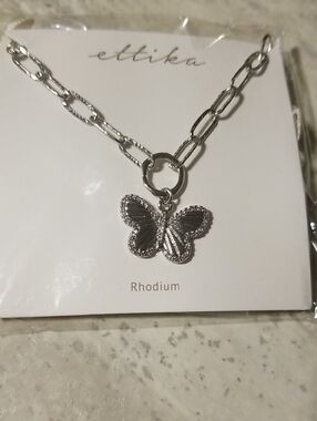 ettika Silver Butterfly Chain Necklace
